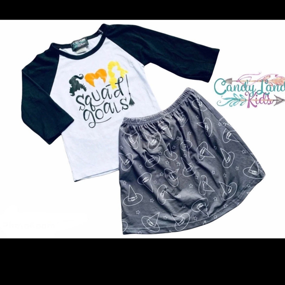 boutique Girls  Hocus Pocus Shirt and Skirt Matching Set
